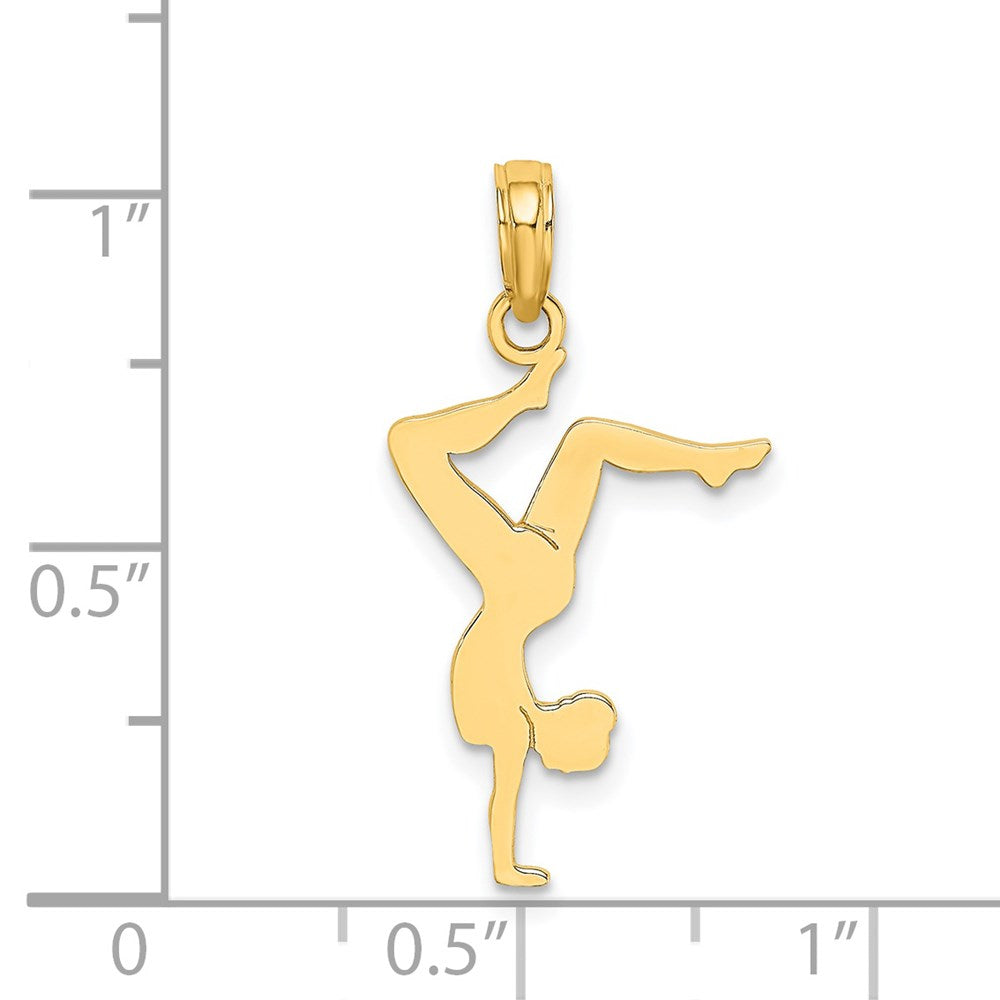 14K Yellow Gold Solid Polished Gymnast Charm
