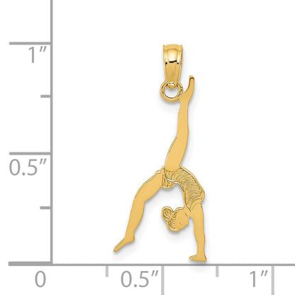 14K Yellow Gold Solid Polished Gymnast Pendant
