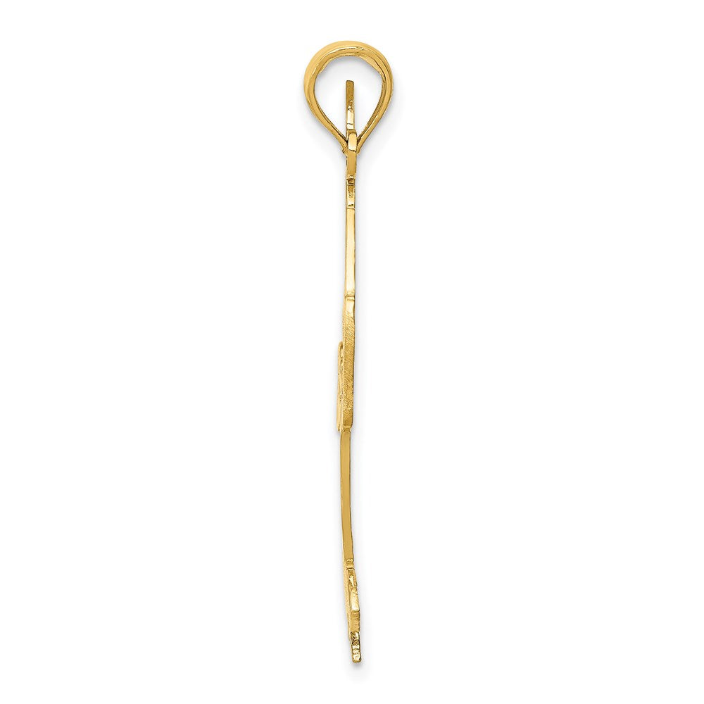 14K Yellow Gold Solid Polished Gymnast Pendant