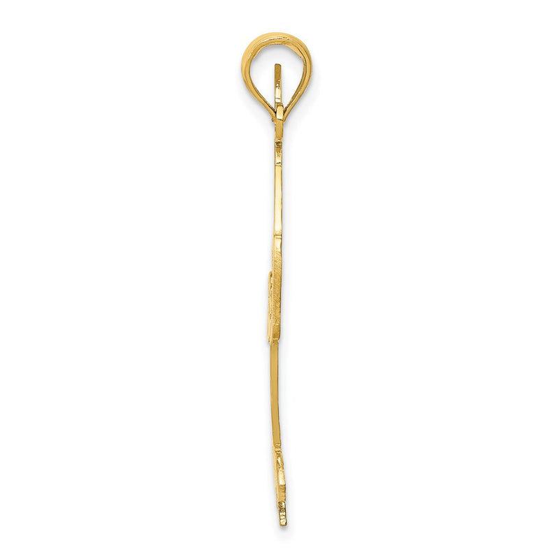 14K Yellow Gold Solid Polished Gymnast Pendant