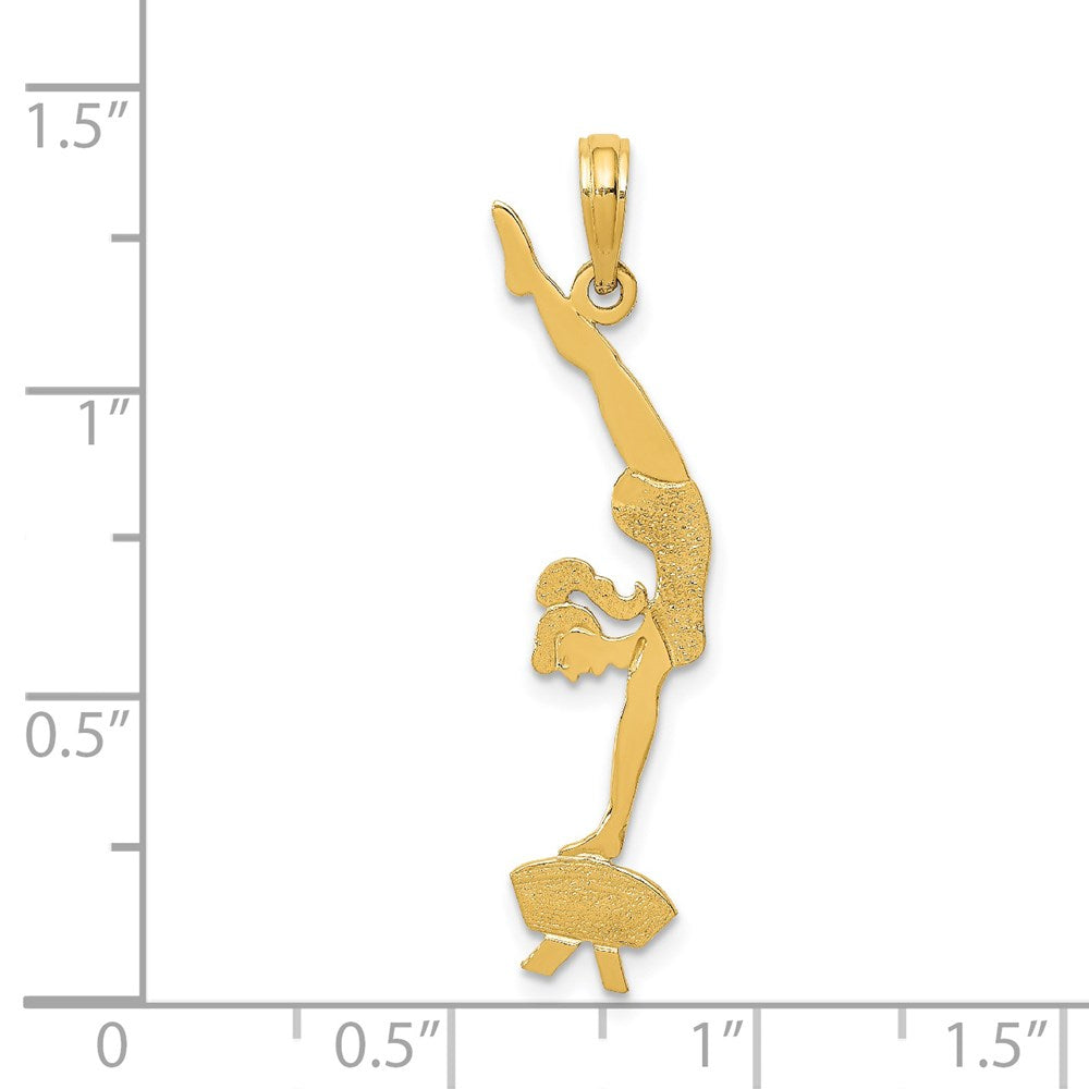 14K Yellow Gold Solid Polished Gymnast Pendant