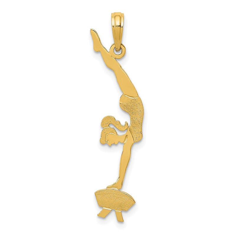 14K Yellow Gold Solid Polished Gymnast Pendant