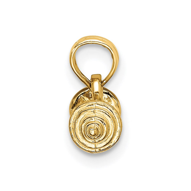 14K Yellow Gold Solid Polished 3-D Dumbbell Charm