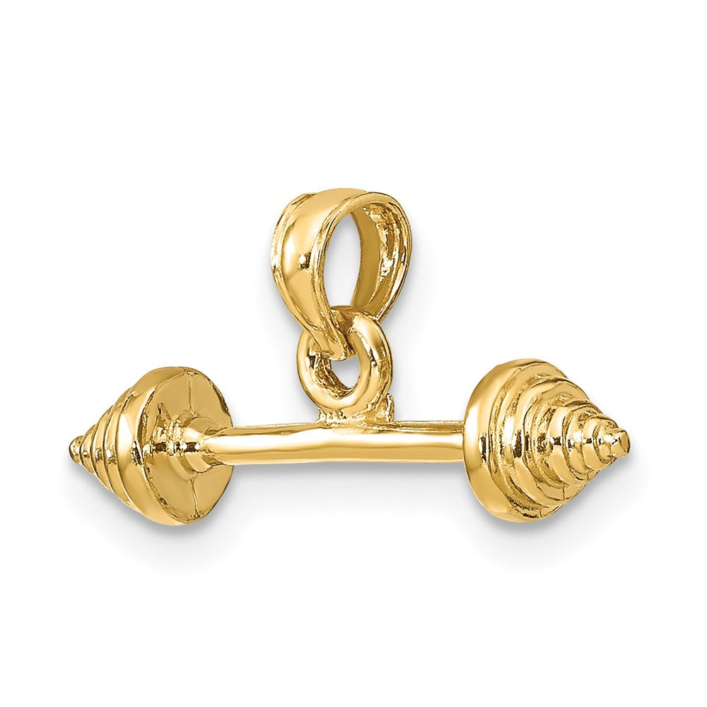 14K Yellow Gold Solid Polished 3-D Dumbbell Charm