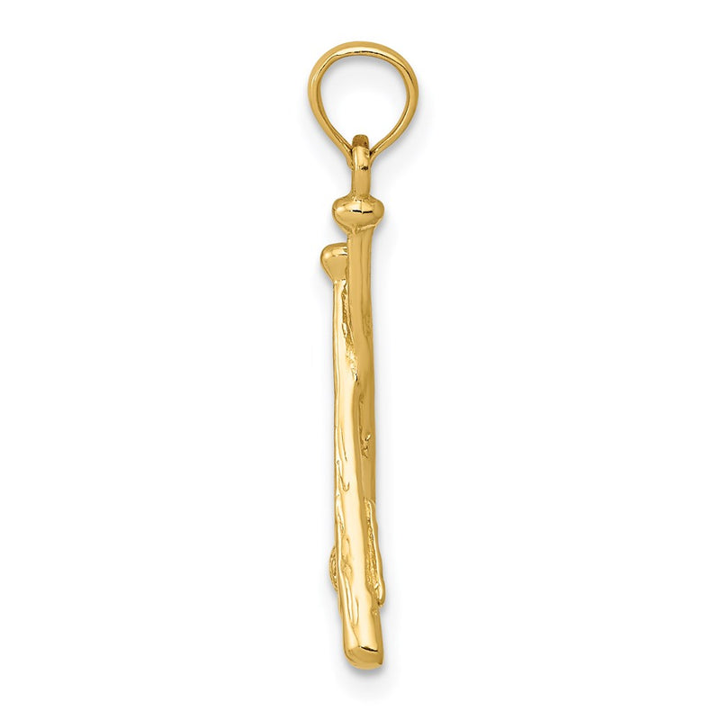 14K Yellow Gold Polished Open-Backed Bats And Baseball Pendant