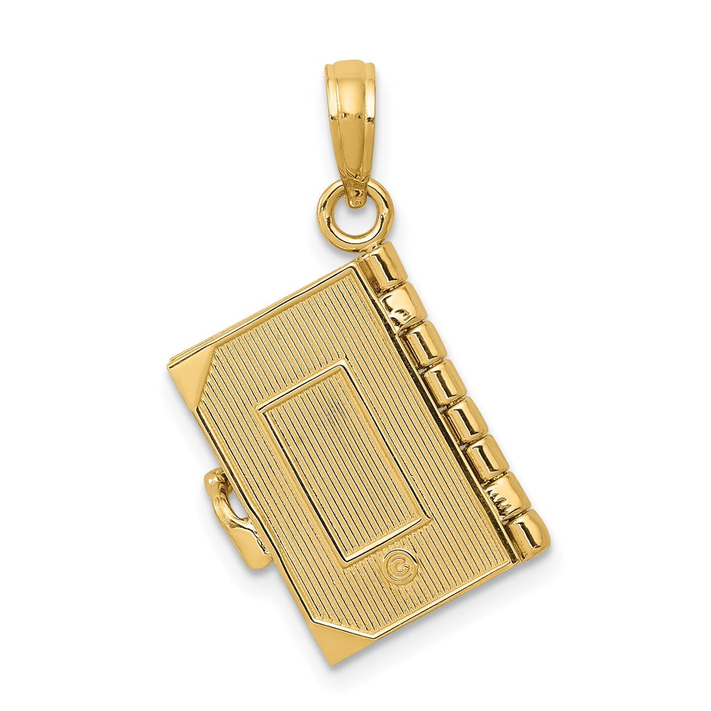 14K Yellow Gold 3D Lords Prayer Bible Pendant