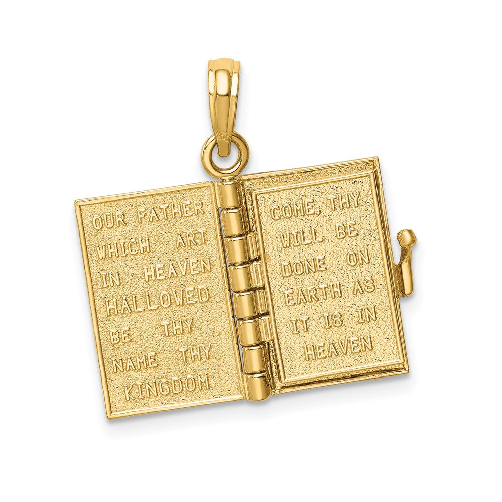 14K Yellow Gold 3D Lords Prayer Bible Pendant