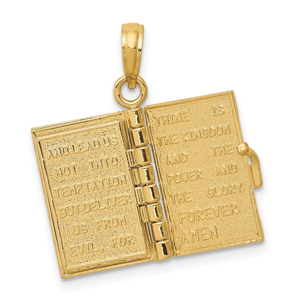 14K Yellow Gold 3D Lords Prayer Bible Pendant