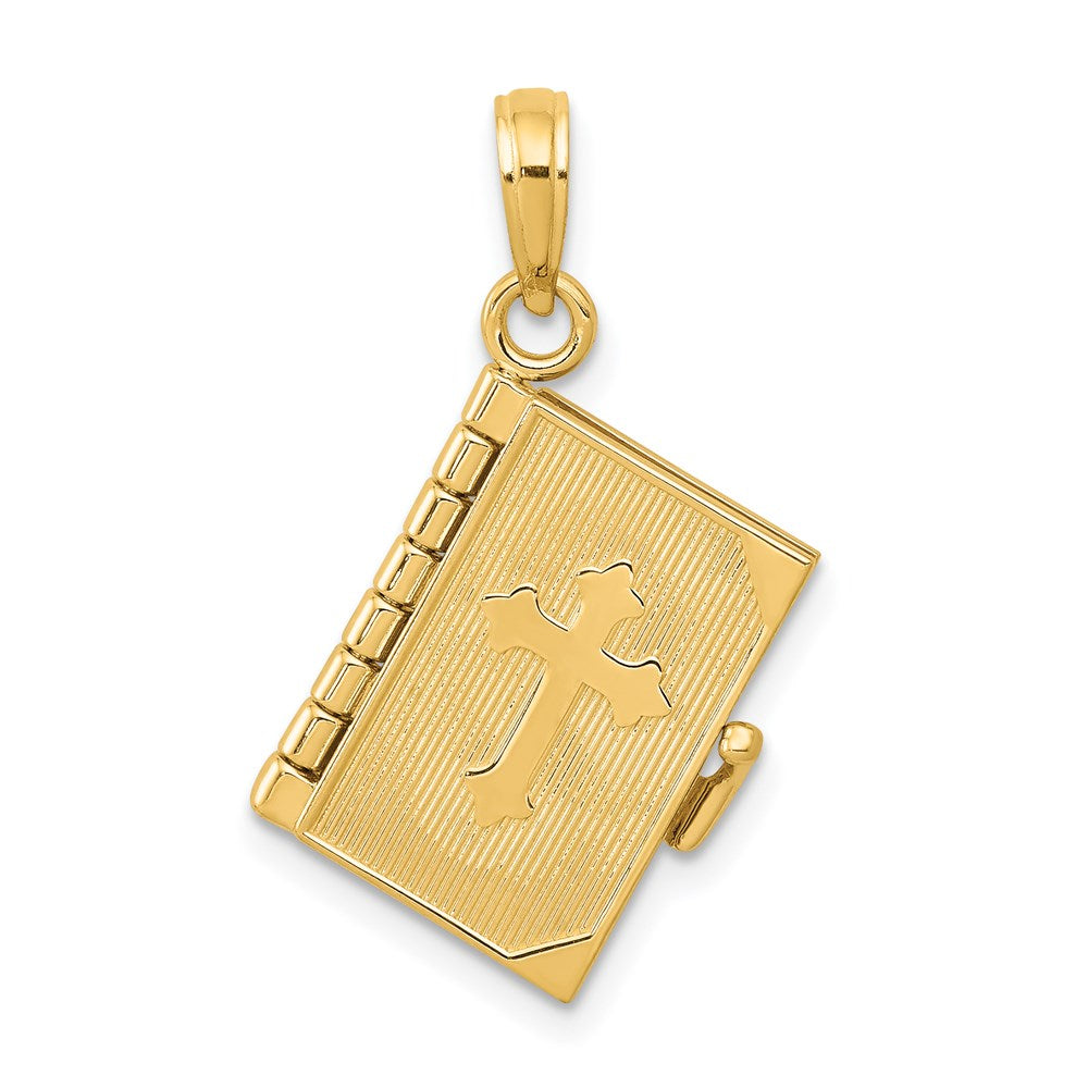 14K Yellow Gold 3D Lords Prayer Bible Pendant