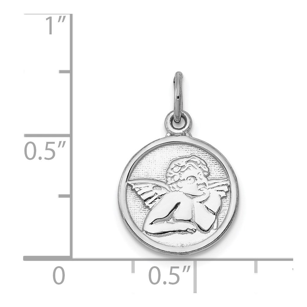 14K White Gold Polished Angel Charm