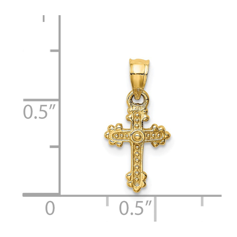 14K Yellow Gold Tiny Budded Cross Charm