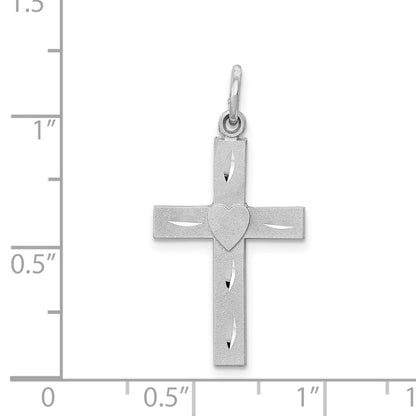 14K White Gold Diamond-Cut Latin Cross Charm