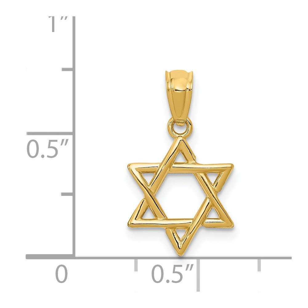 14K Yellow Gold Polished Star Of David Pendant