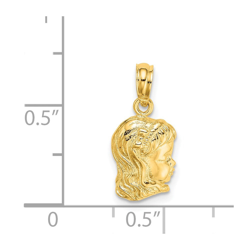 14K Yellow Gold Girl Head Charm