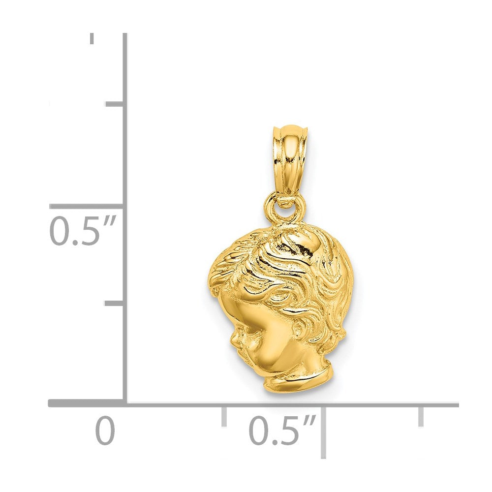 14K Yellow Gold Boy Head Charm