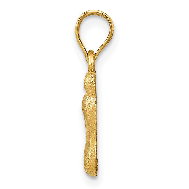 14K Yellow Gold Diamond-Cut Foot Charm