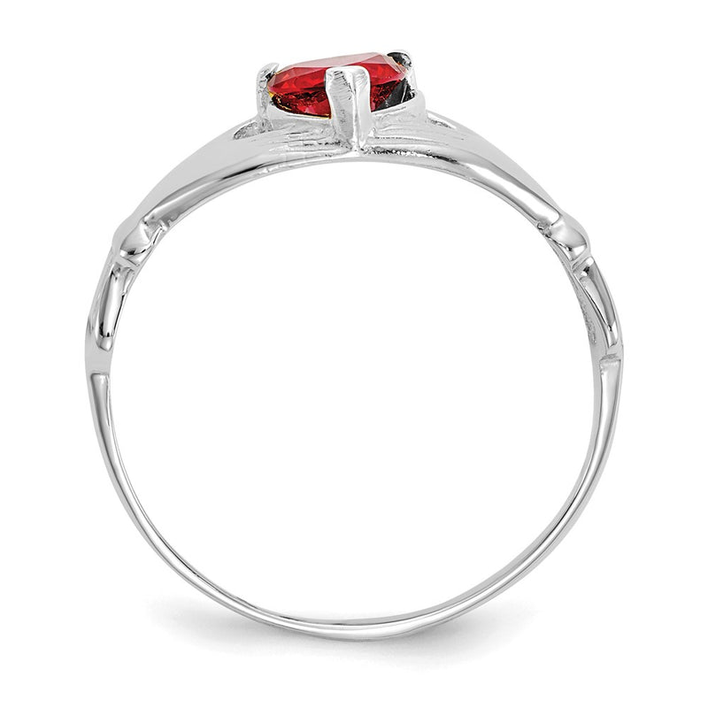 14K White Gold CZ January Birthstone Claddagh Heart Ring