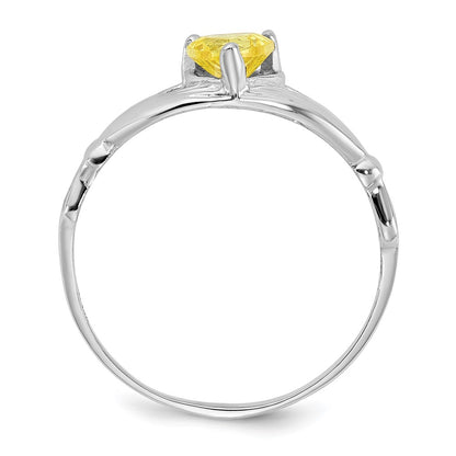 14K White Gold CZ November Birthstone Claddagh Heart Ring