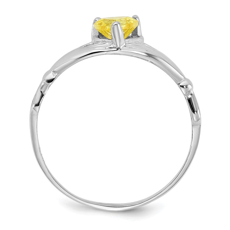14K White Gold CZ November Birthstone Claddagh Heart Ring
