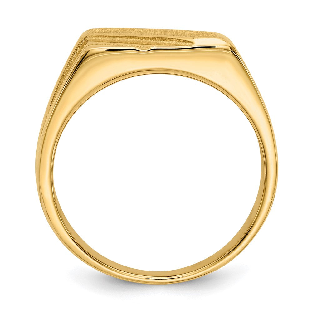 14K Yellow Gold 13.0x11.0mm Open Back Diagonal Mens Signet Ring