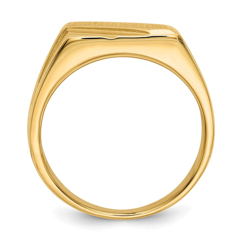 14K Yellow Gold 13.0x11.0mm Open Back Diagonal Mens Signet Ring