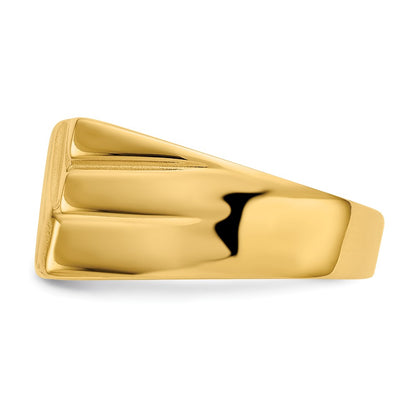 14K Yellow Gold 13.0x11.0mm Open Back Diagonal Mens Signet Ring