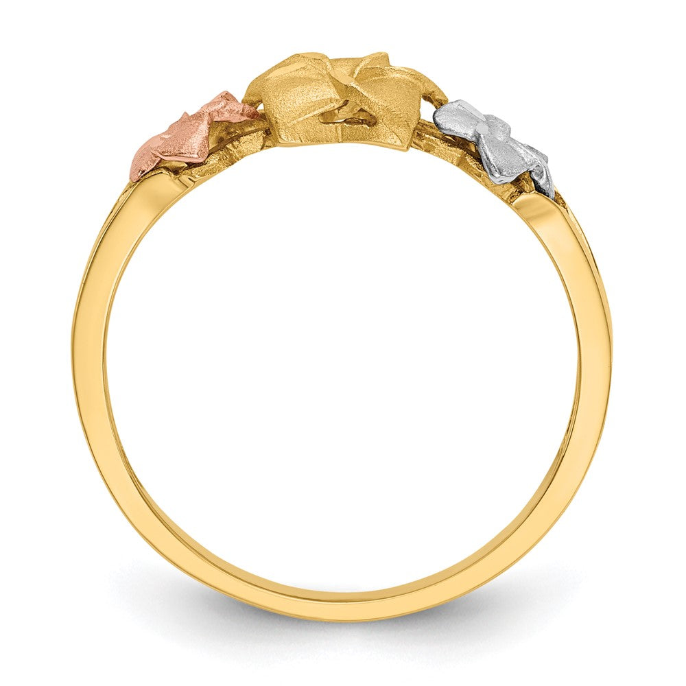 14K Tri Color Plumeria Ring
