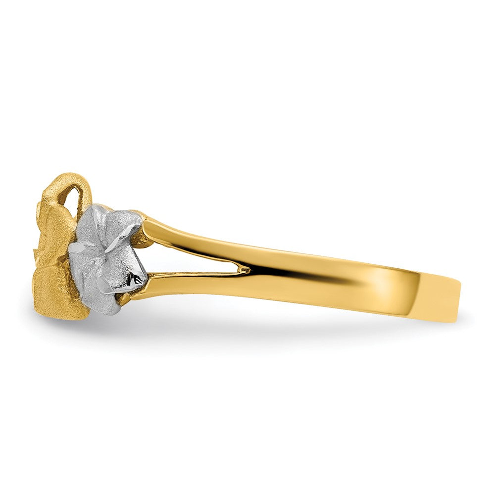 14K Tri Color Plumeria Ring