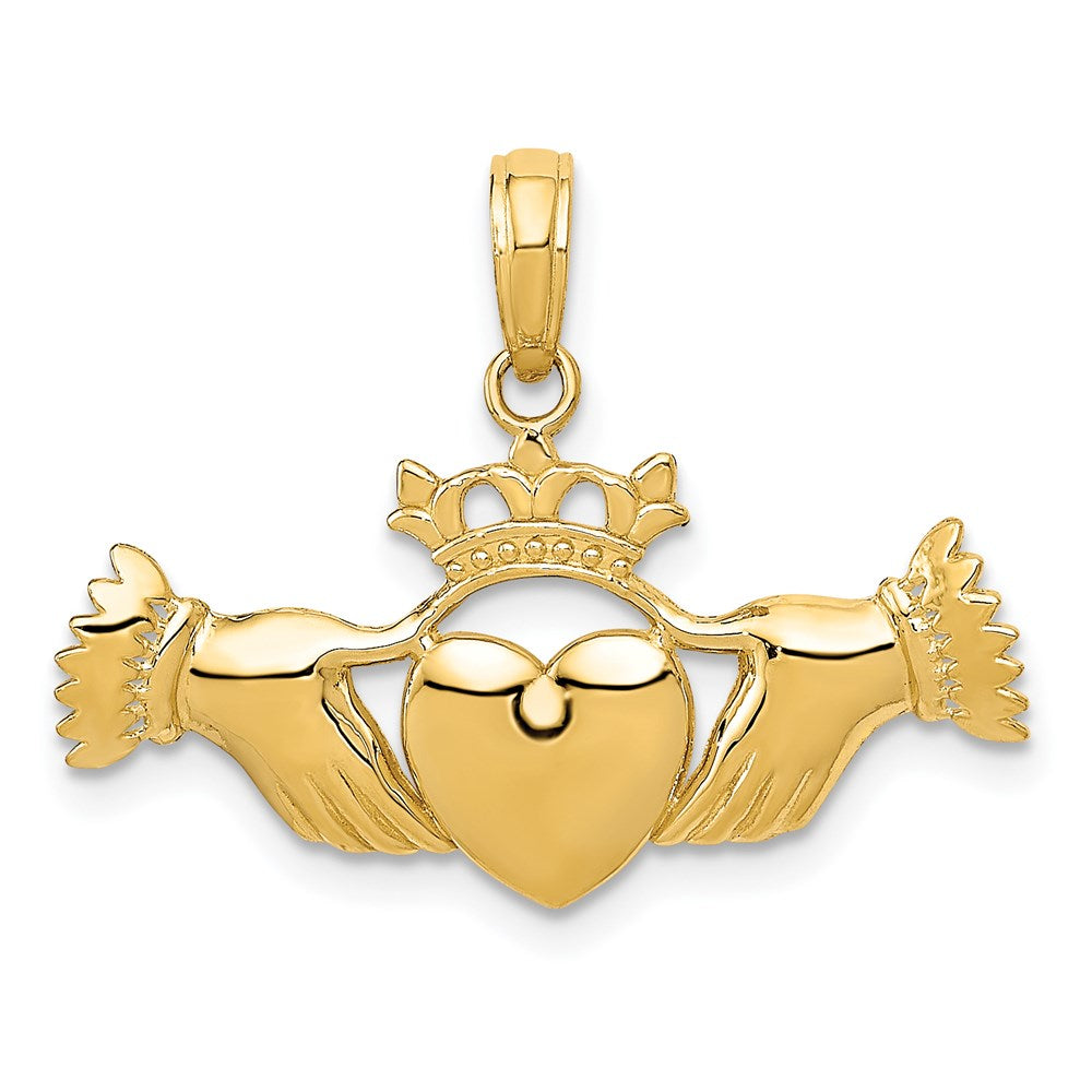 14K Yellow Gold Polished Claddagh Pendant