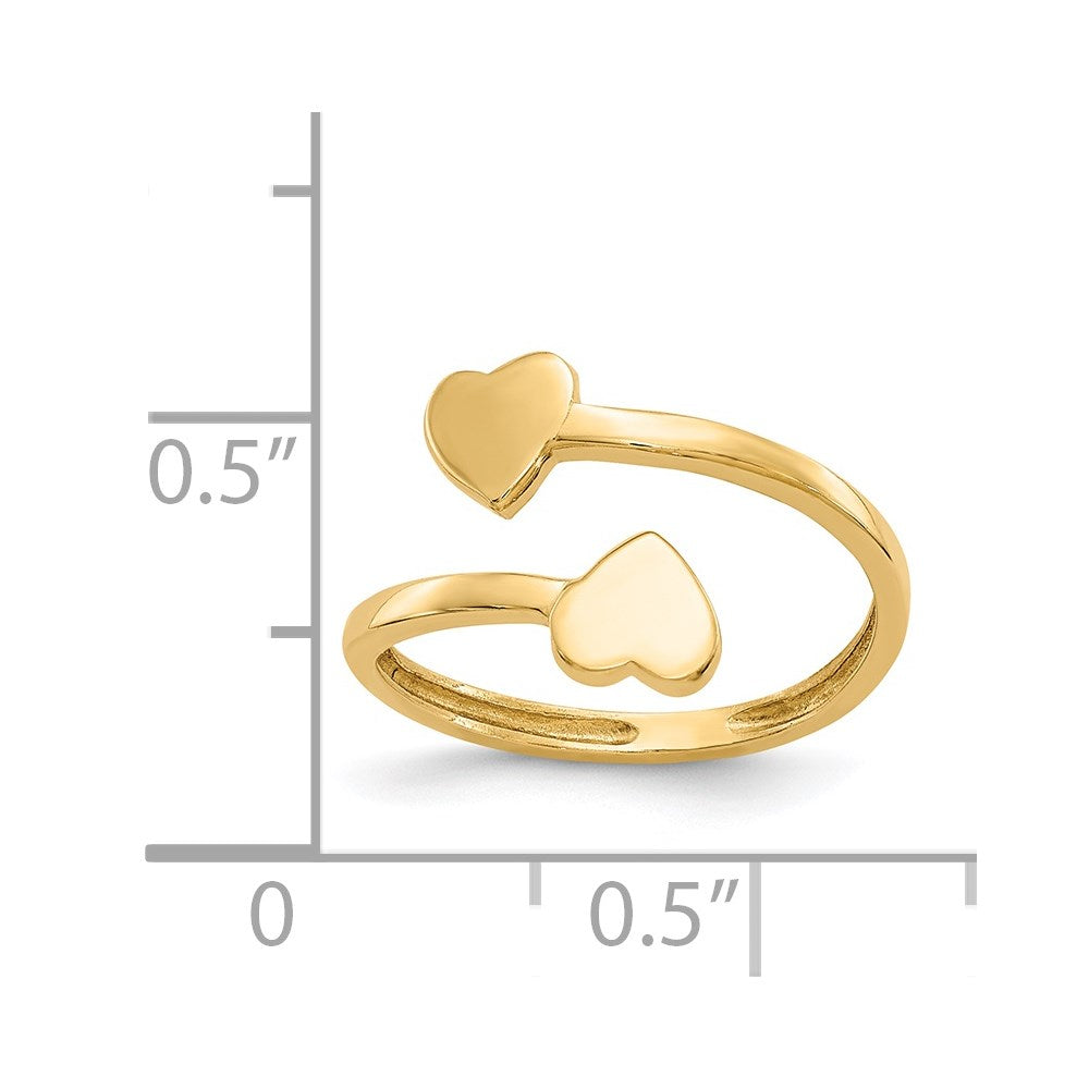 14K Yellow Gold Double Heart Toe Ring