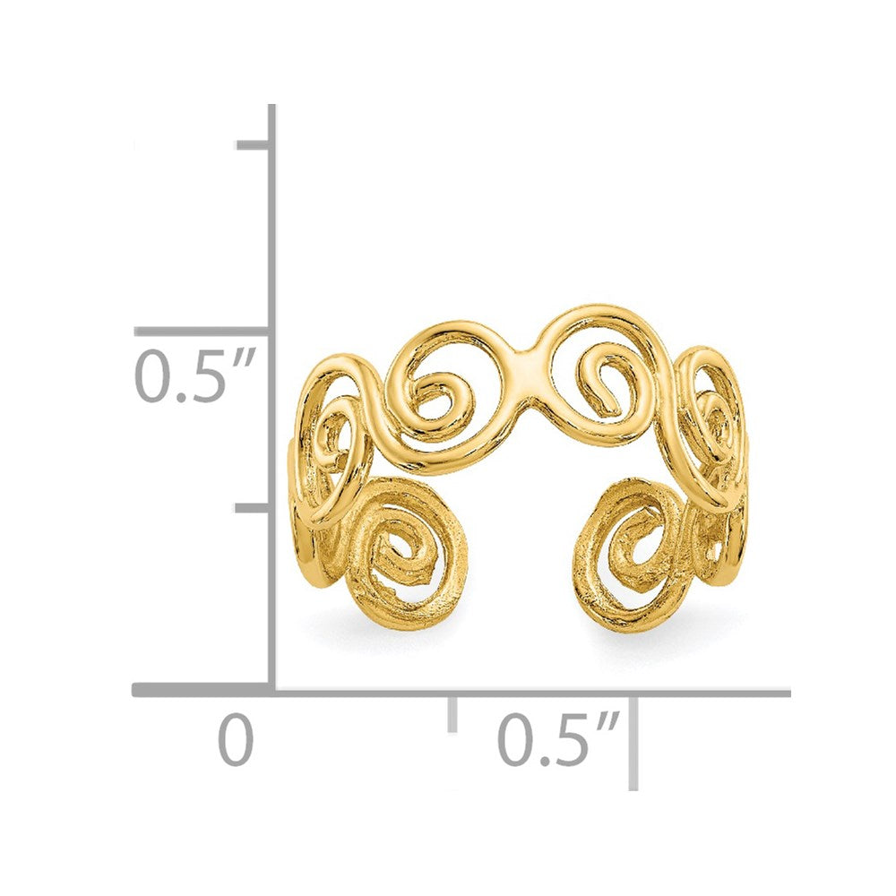 14K Yellow Gold Scroll Toe Ring