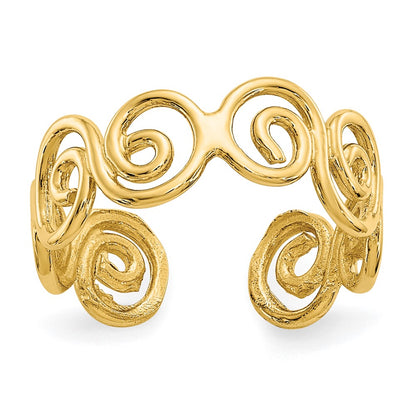 14K Yellow Gold Scroll Toe Ring