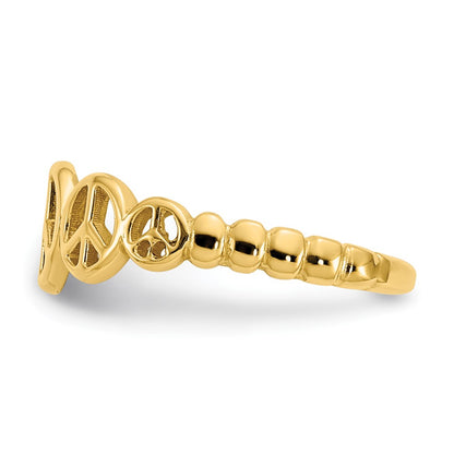 14K Yellow Gold Peace Sign Toe Ring