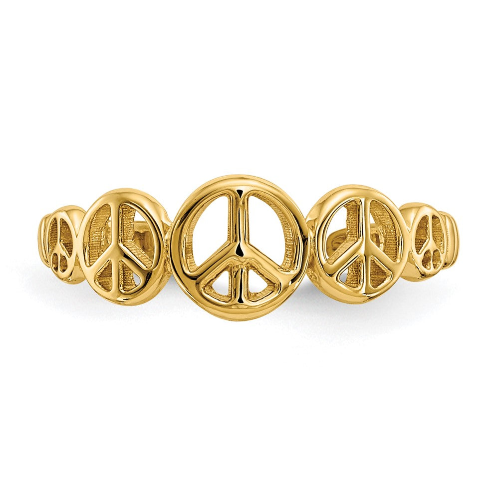 14K Yellow Gold Peace Sign Toe Ring