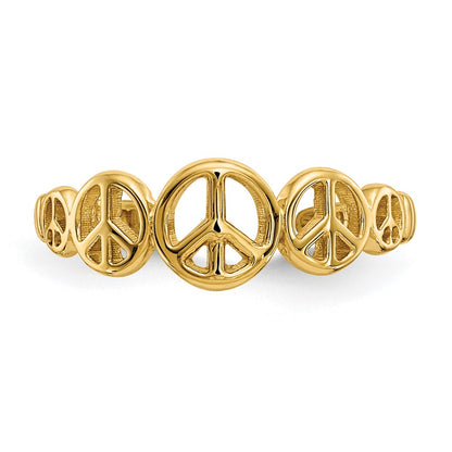 14K Yellow Gold Peace Sign Toe Ring
