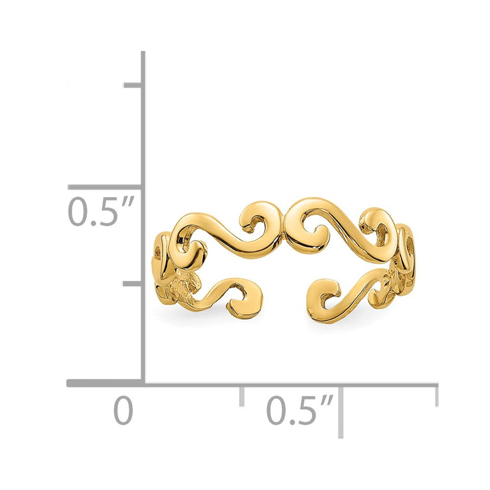 14K Yellow Gold Swirl Toe Ring