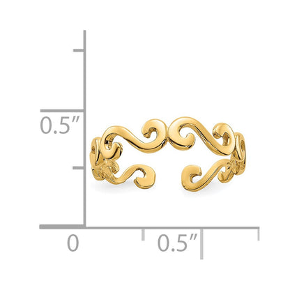 14K Yellow Gold Swirl Toe Ring