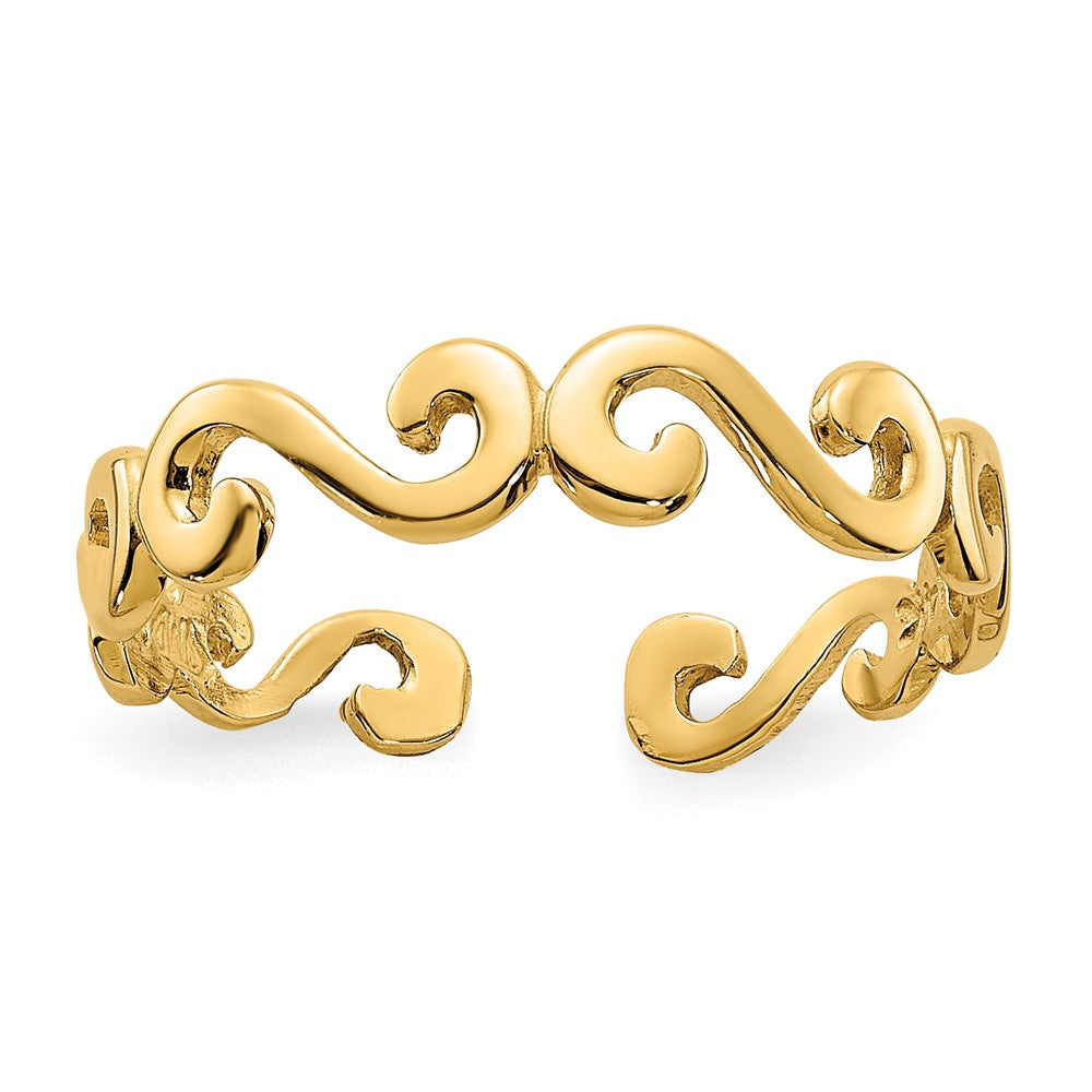 14K Yellow Gold Swirl Toe Ring