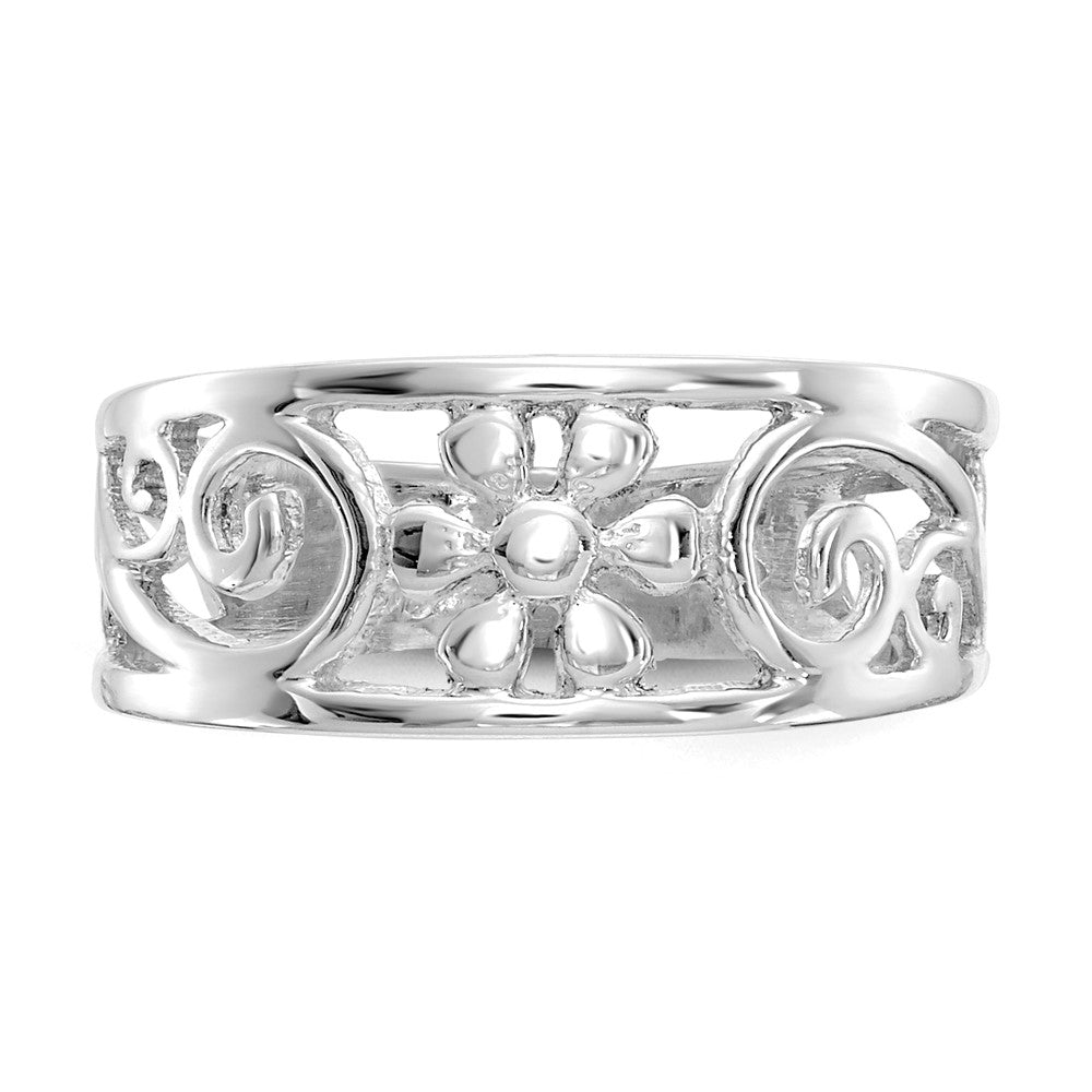 14K White Gold Floral Toe Ring