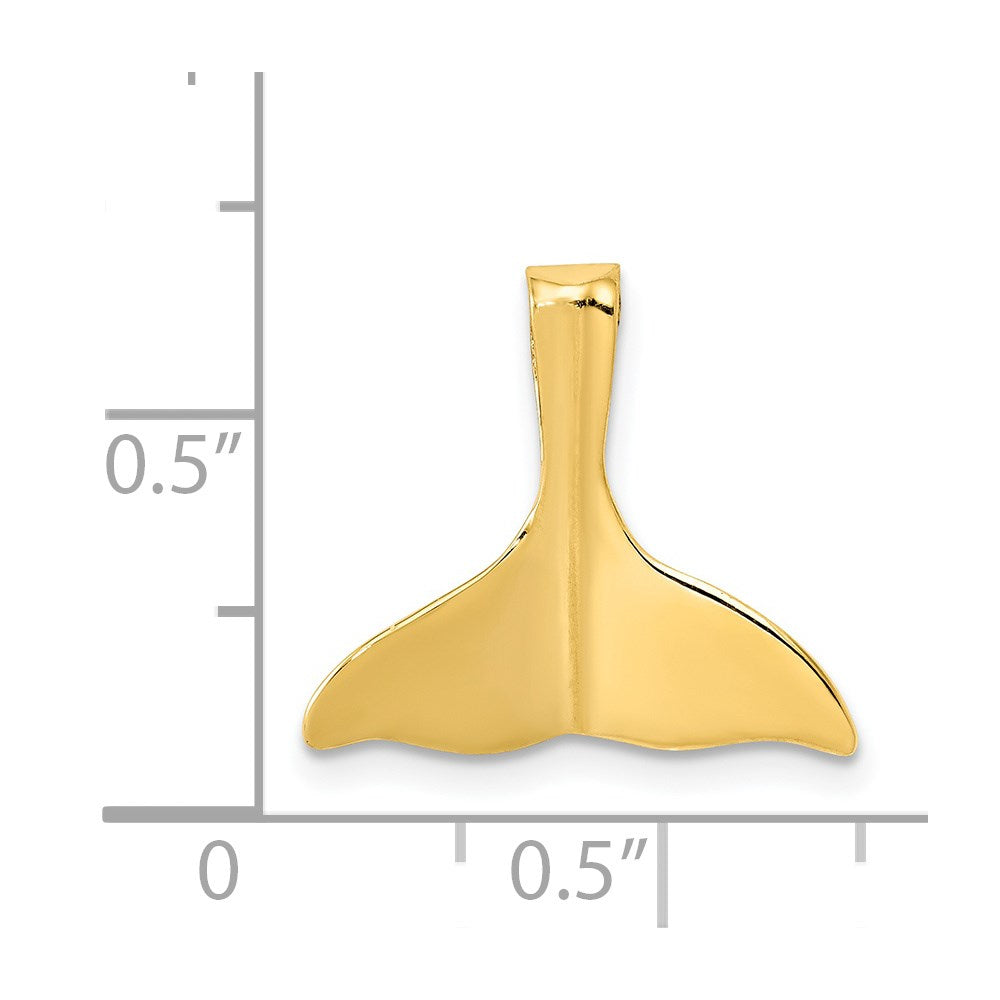 14K Yellow Gold 3-D Polished Whale Tail Slide