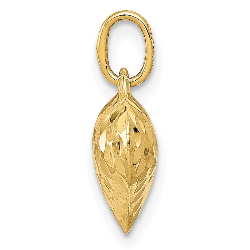 14K Yellow Gold Polished And Textured 3-D Heart Pendant