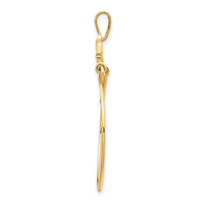 14K Yellow Gold Double Dolphins Charm Holder Pendant