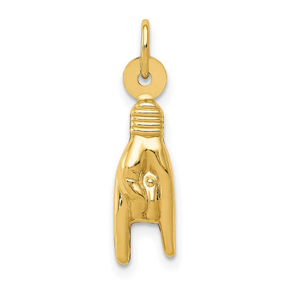 14K Yellow Gold 3D Rock On Sign Charm