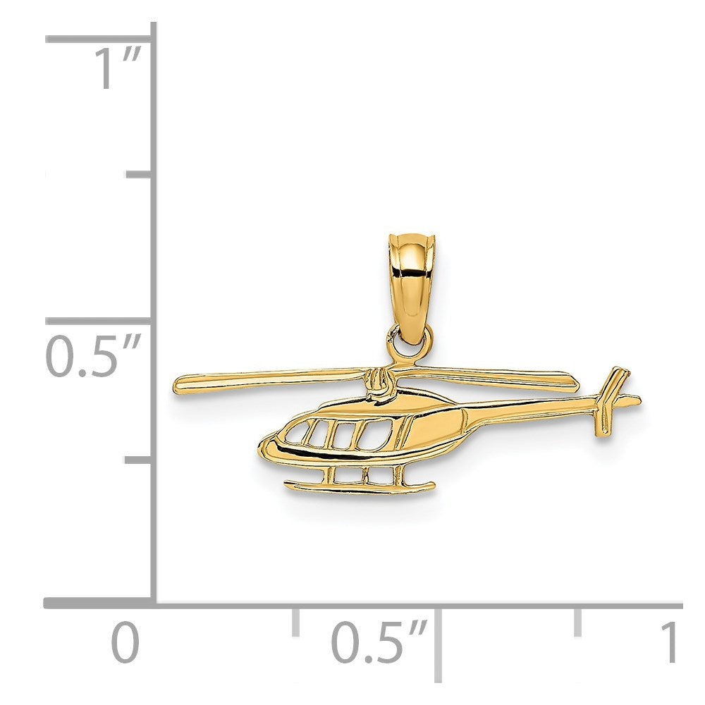 14K Yellow Gold Helicopter Charm
