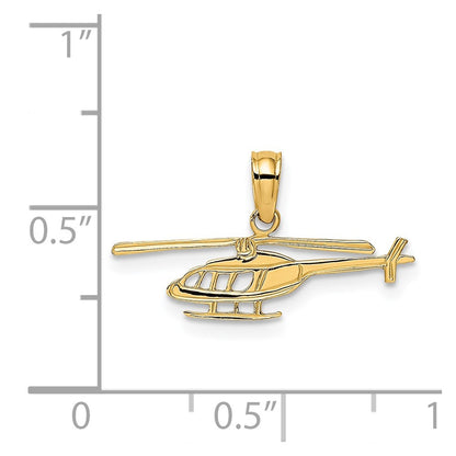 14K Yellow Gold Helicopter Charm