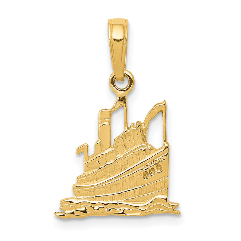 14K Yellow Gold Cruise Ship Pendant