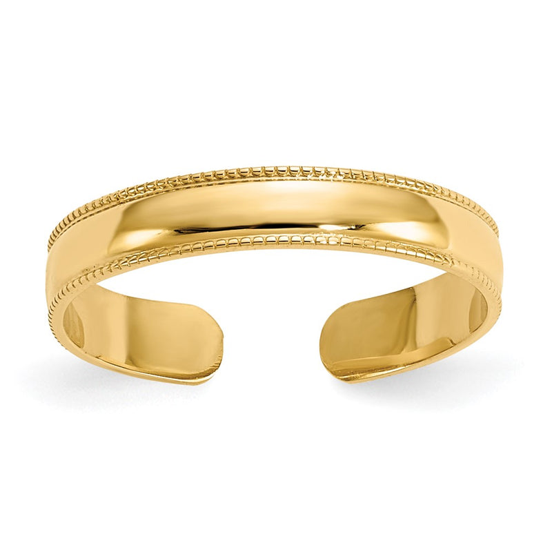14K Yellow Gold Milgrain Adjustable Toe Ring