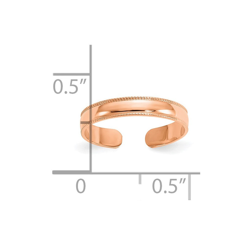14K Rose Gold Mill Grain Adjustable Toe Ring