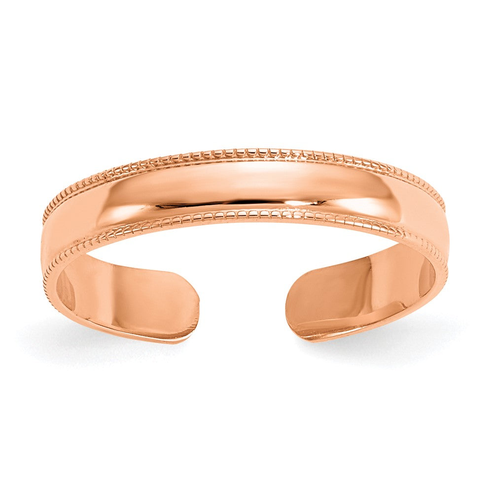 14K Rose Gold Mill Grain Adjustable Toe Ring