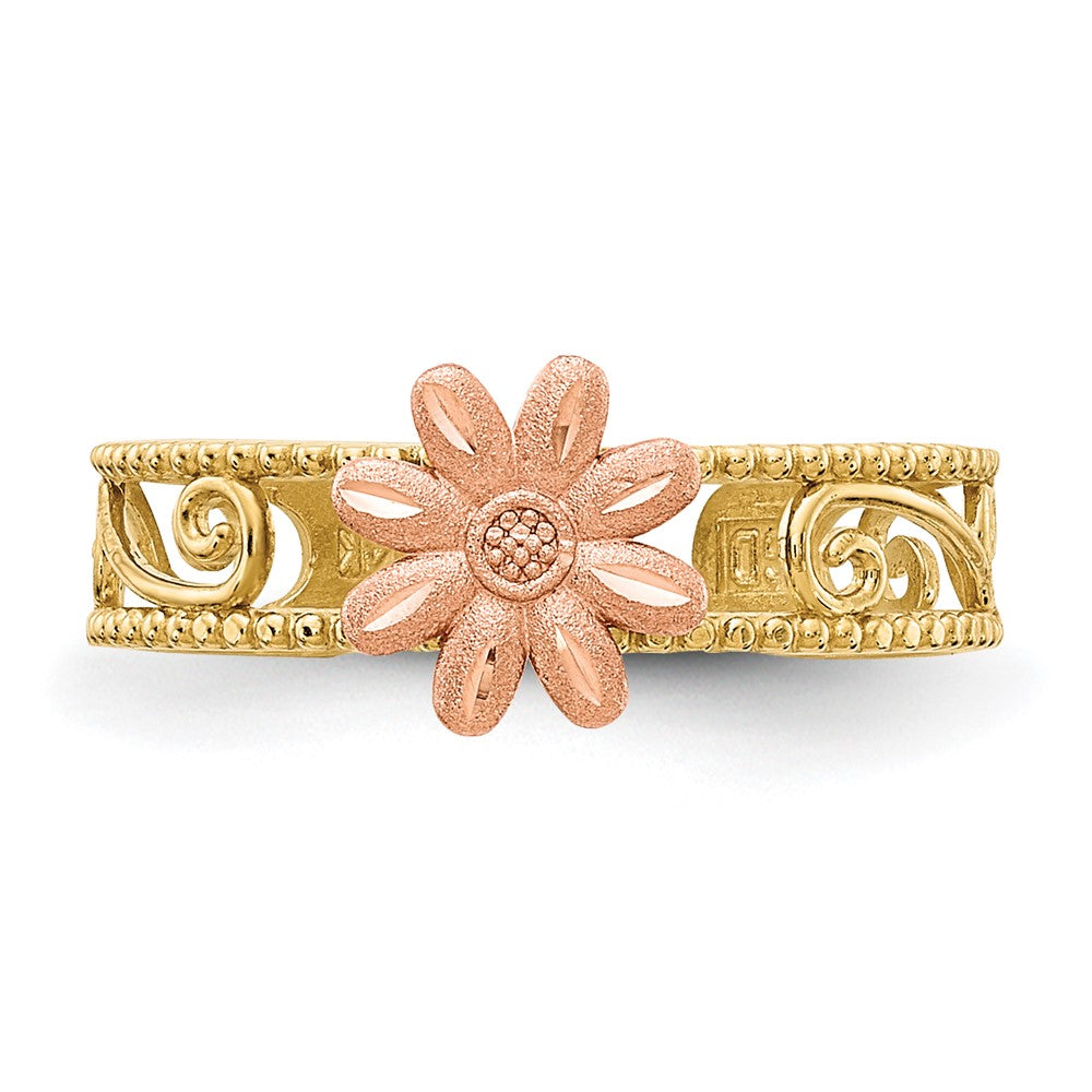 14K Two-Tone Flower Toe Ring